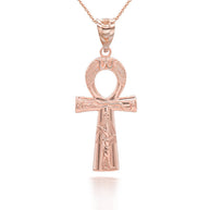 Gold Egyptian Ankh Cross Pendant Necklace (Available in Yellow/Rose/White Gold)