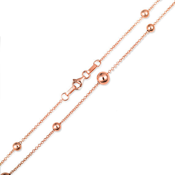14K Gold Bead Link Chain Necklace (Available in Yellow/Rose/White Gold)
