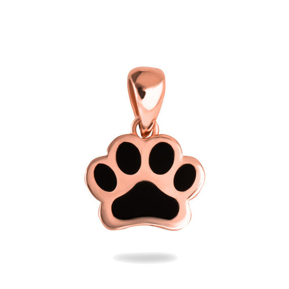 Gold Enamel Pet Dog Paw Print Pendant Necklace (Available in Yellow/Rose/White Gold)