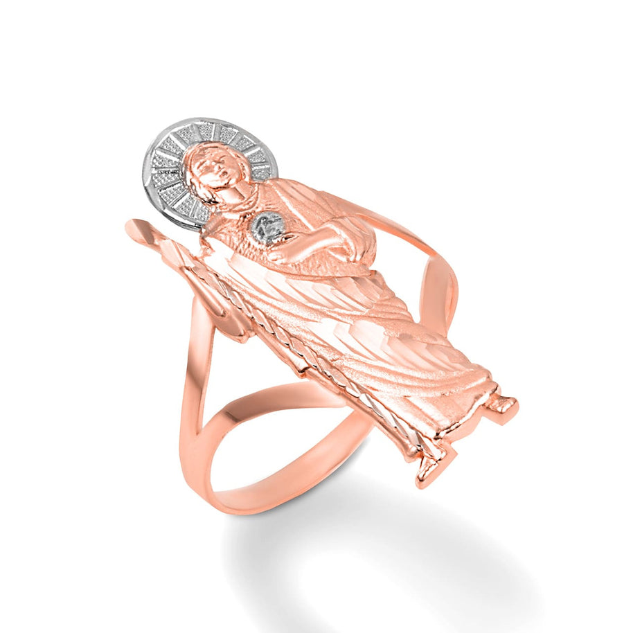 Two-Tone Gold Religious Patron Saint Jude Ring (Available in Yellow/Rose/White Gold)