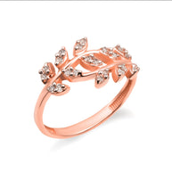 Gold Diamond Olive Leaf Vine Ring (Available in Yellow/Rose/White Gold)