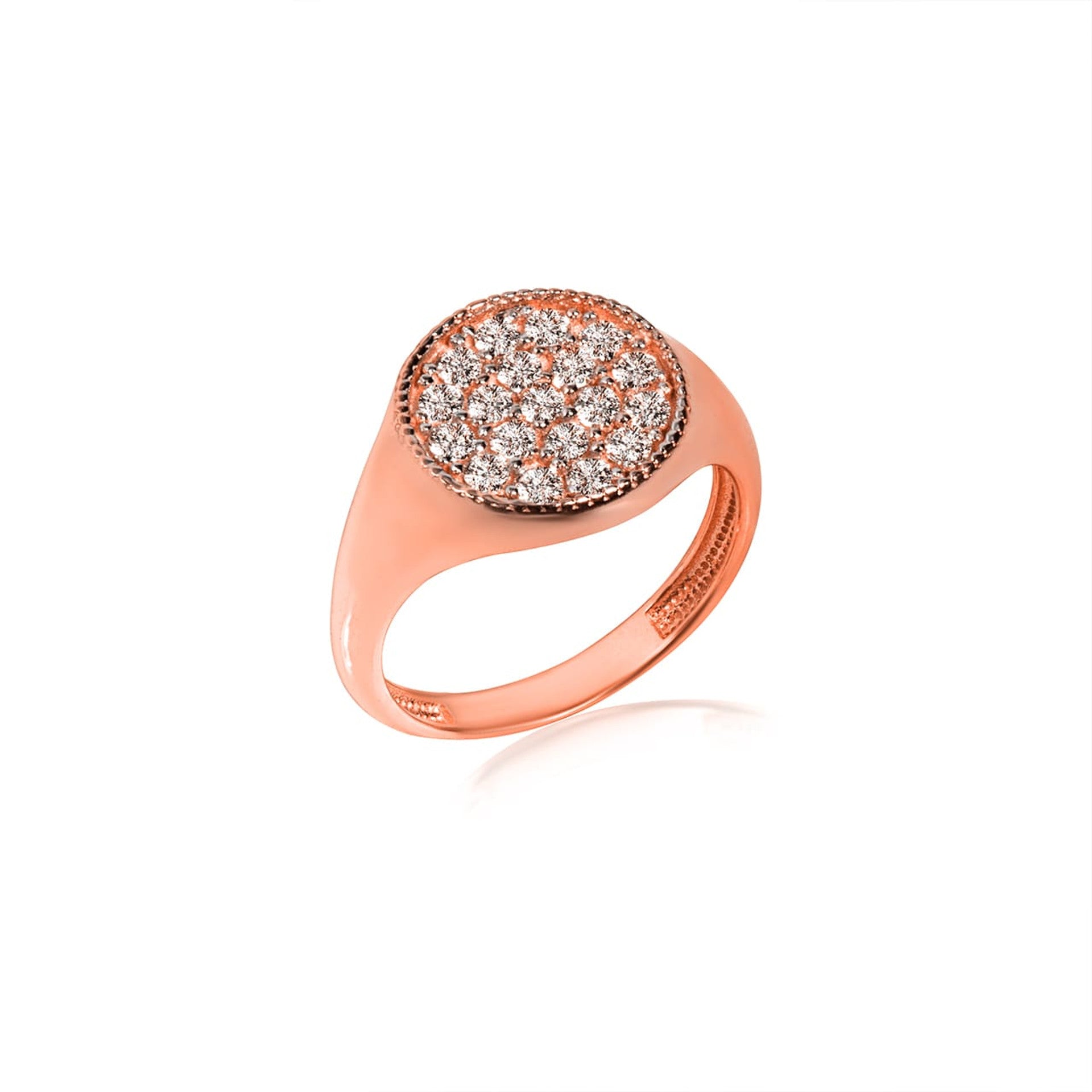 Gold Cubic Zirconia Signet Ring (Available in Yellow/Rose/White Gold)
