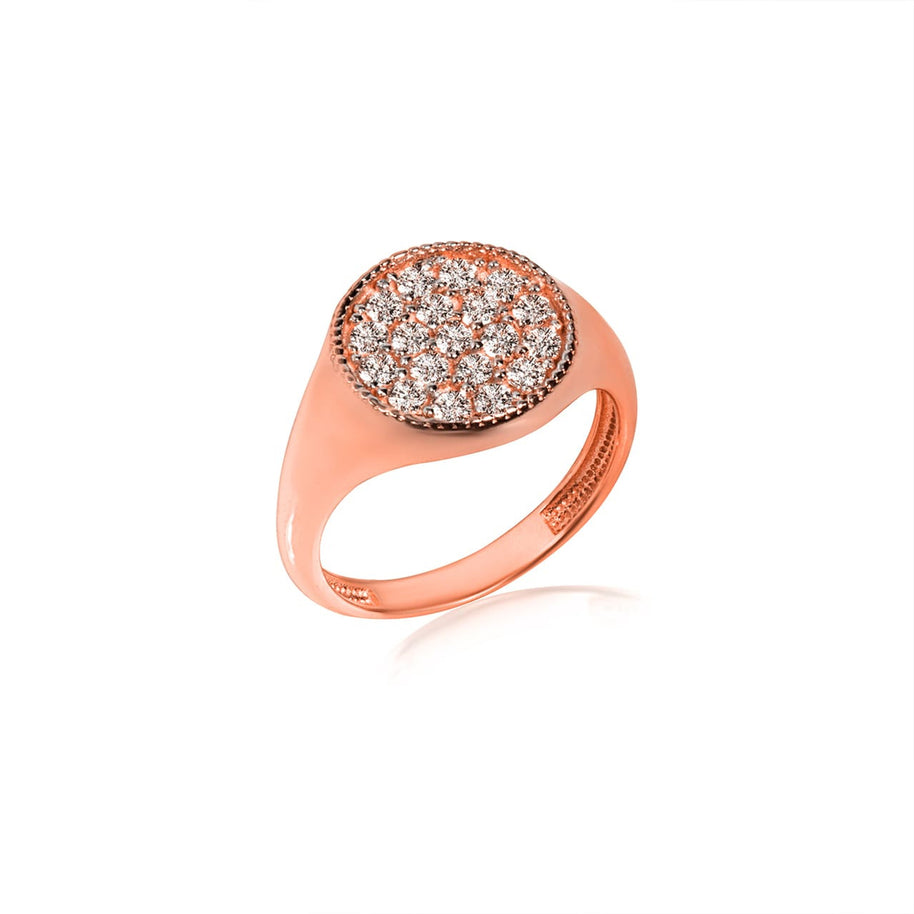 Gold Cubic Zirconia Signet Ring (Available in Yellow/Rose/White Gold)
