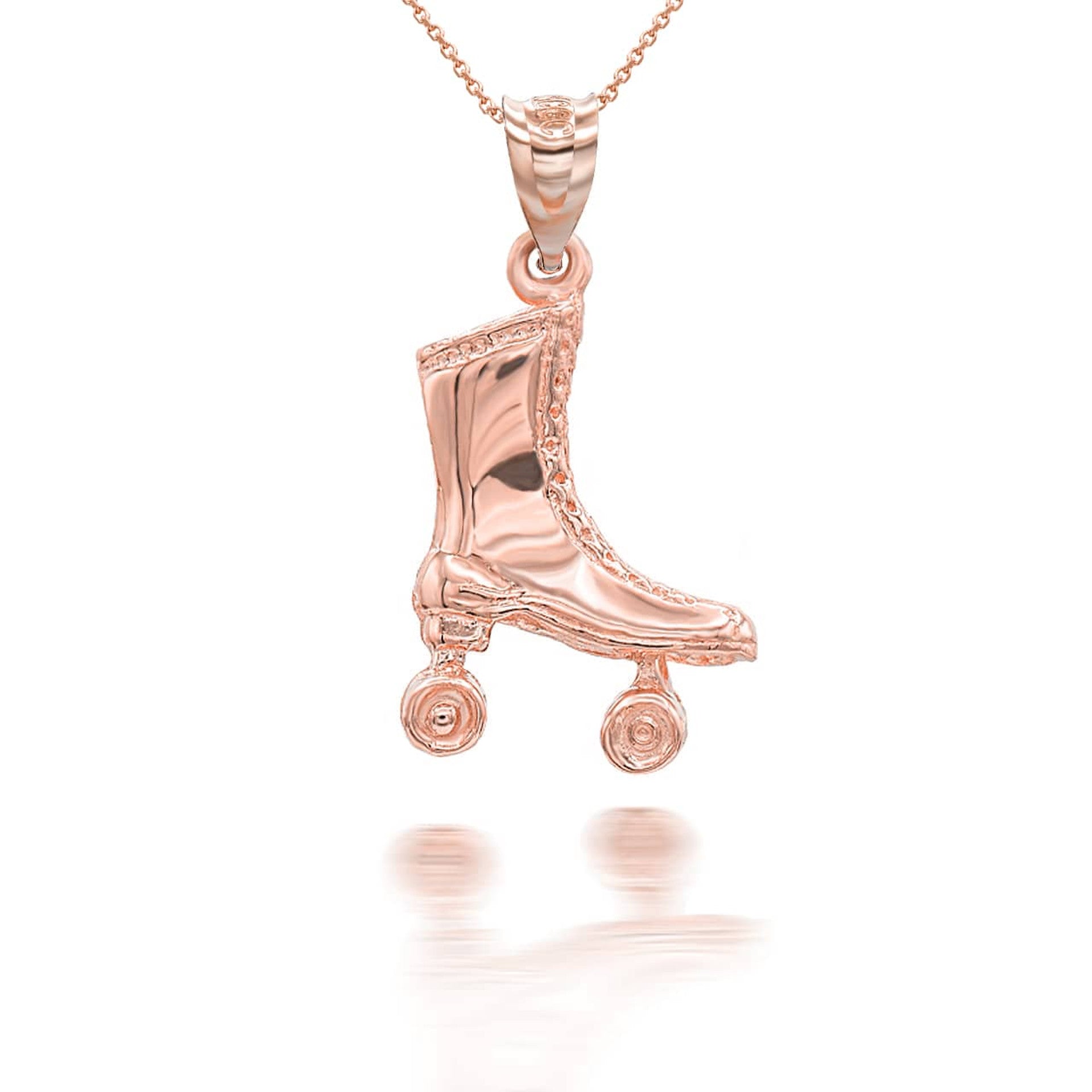 Gold 3D Roller Skates Pendant Necklace (Available in Yellow/Rose/White Gold)