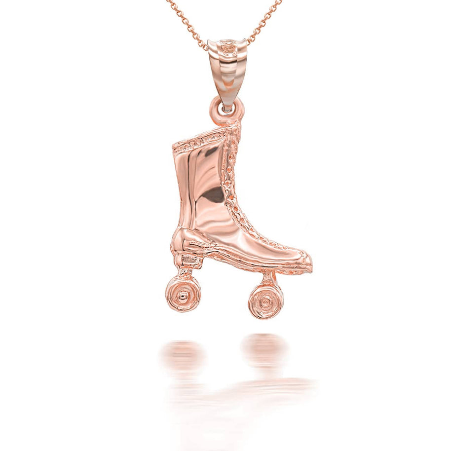 Gold 3D Roller Skates Pendant Necklace (Available in Yellow/Rose/White Gold)