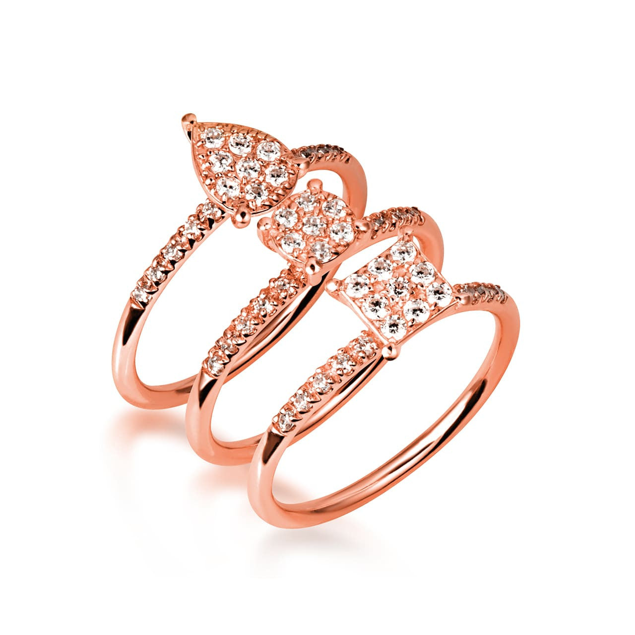 14K Gold Cubic Zirconia Pavé Set Ring (Available in Yellow/Rose/White Gold)