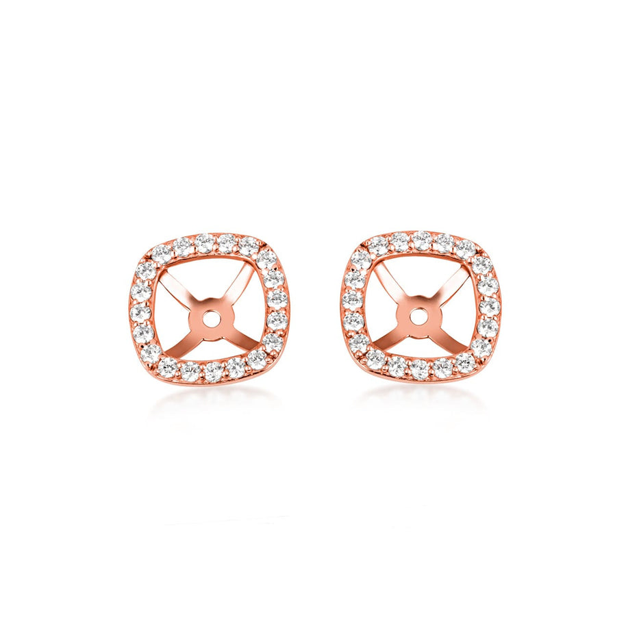 14K Gold Lab Grown Diamond Square Halo Earring Jacket Studs (Available in Yellow/Rose/White Gold)