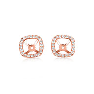 14K Gold Lab Grown Diamond Square Halo Earring Jacket Studs (Available in Yellow/Rose/White Gold)