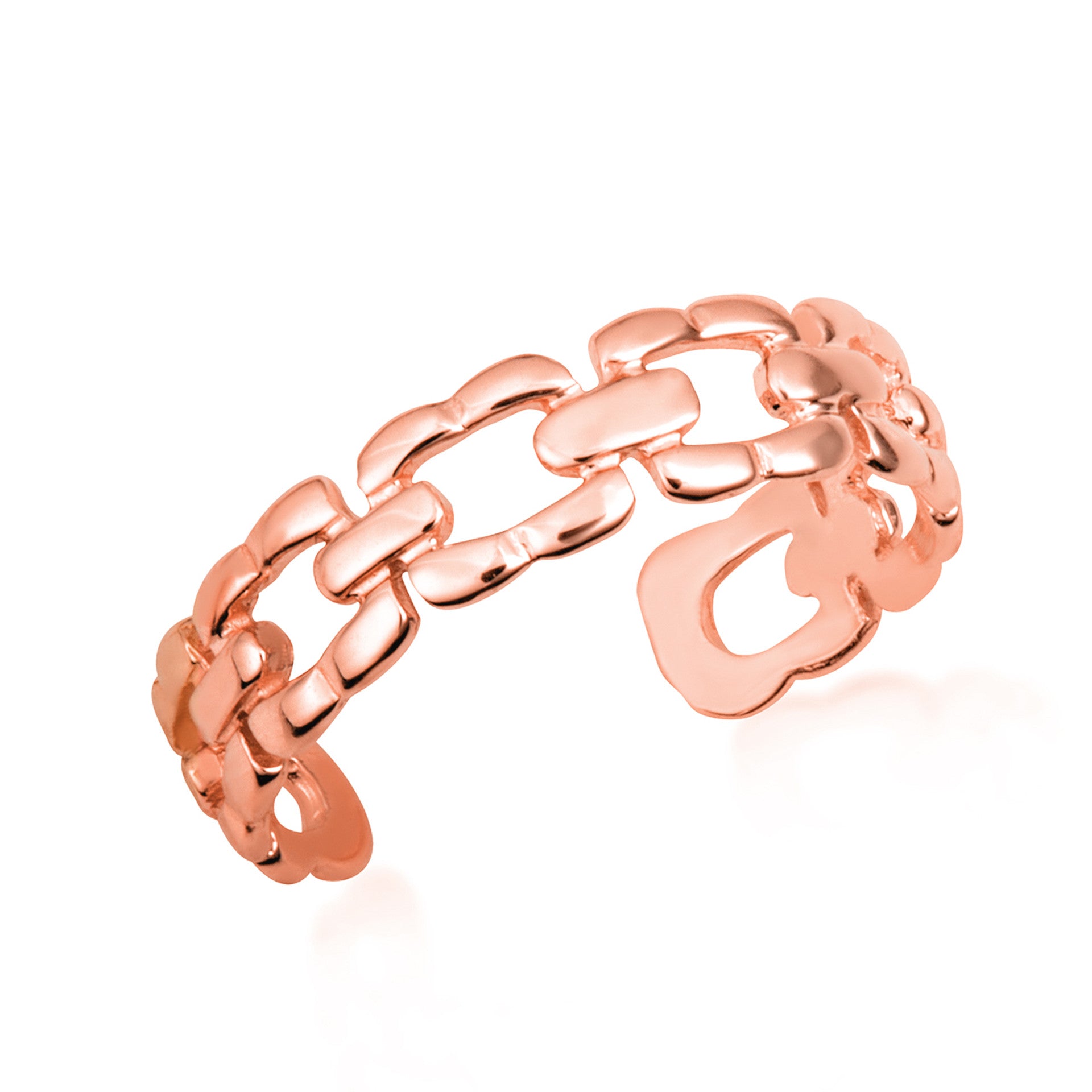 Gold Woman's Symbolic Strength Chain Link Toe Ring (Available in Yellow/Rose/White Gold)