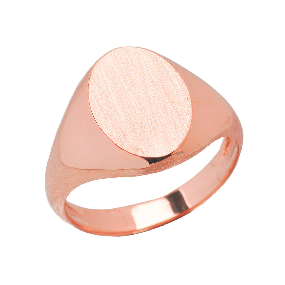 Gold Men's Engravable Oval Signet Ring (Available in Yellow/Rose/White Gold)