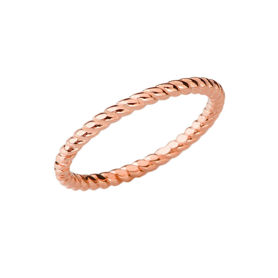 10K/14K Gold Rope Band Stackable Ring (Available in Yellow Gold, Rose Gold, White Gold)