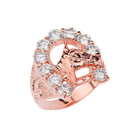 Gold Cubic Zirconia Horseshoe Ring (Available in Yellow/Rose/White Gold)