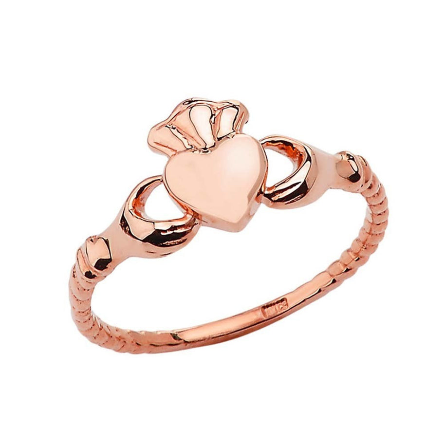 Gold Irish Celtic Claddagh Heart Crown Ring (Available in Yellow/Rose/White Gold)