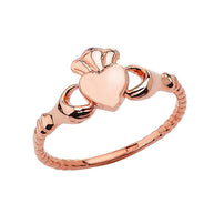 Gold Irish Celtic Claddagh Heart Crown Ring (Available in Yellow/Rose/White Gold)