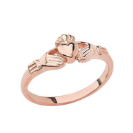 Gold Celtic Claddagh Heart Crown Ring (Available in Yellow/Rose/White Gold)