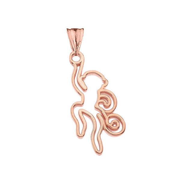 Open Cut Monkey Pendant Necklace In Gold (Yellow/Rose/White)