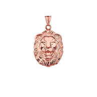 Gold Diamond Cut Lion Pendant Necklace (Available in Yellow/Rose/White Gold)