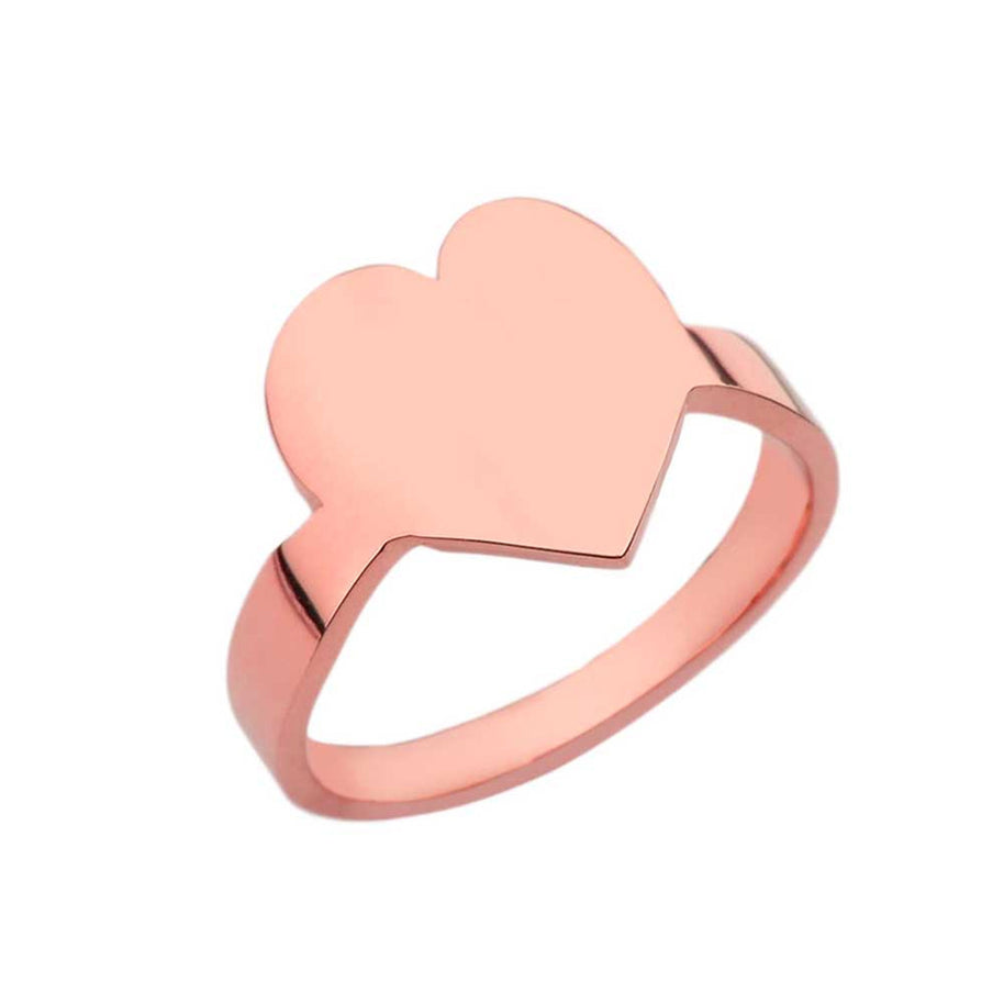 Gold Heart Shape Signet Ring (Available in Yellow/Rose/White Gold)