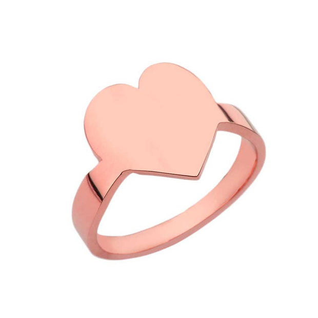 Gold Heart Shape Signet Ring (Available in Yellow/Rose/White Gold)