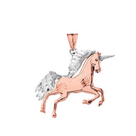 Gold Unicorn Pendant Necklace (Available in Yellow/Rose/White/Two Tone Gold)