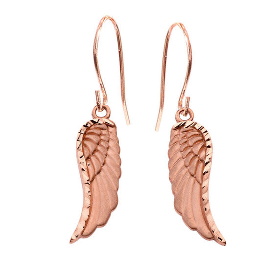 Dangling Angel Wing Earrings(Available in Yellow/Rose/White Gold)