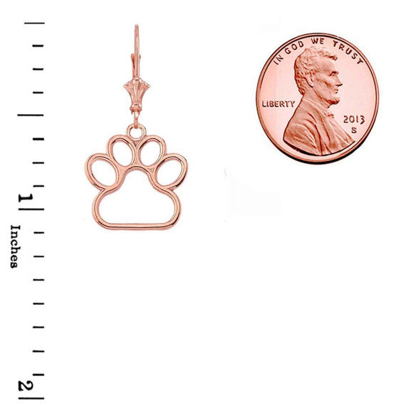 Dainty Dog Paw Print LeverBack Earring (Available in Yellow/Rose/White Gold)