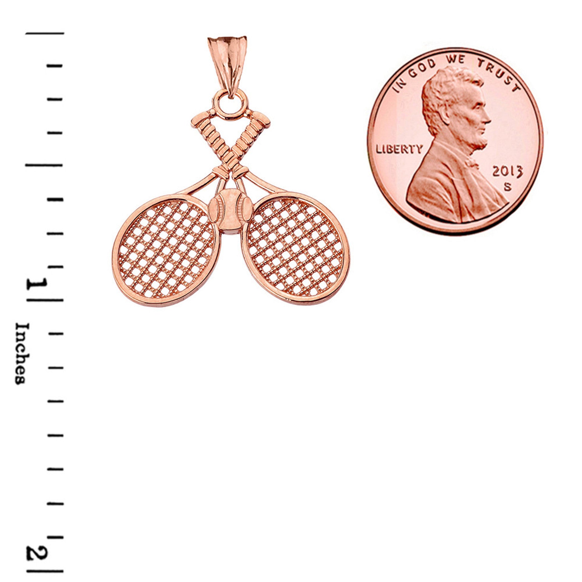 Gold Detailed Tennis Rackets Pendant Necklace(Available in Yellow/Rose/White)
