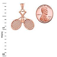 Gold Detailed Tennis Rackets Pendant Necklace(Available in Yellow/Rose/White)