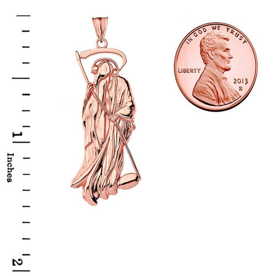 Musical Grim Reaper Pendant Necklace in Gold (Yellow/Rose/White)