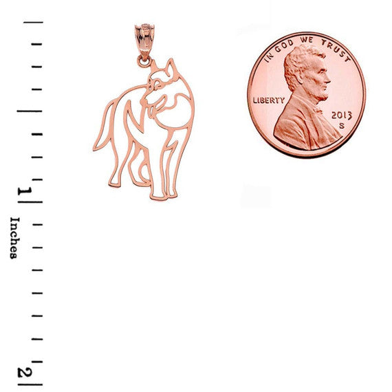 Solid Gold Wolf Cut Out Pendant (Available In Yellow/Rose/White Gold)