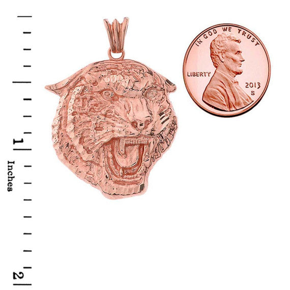Solid Gold Bold Jaguar Statement Pendant Necklace (Available in Yellow/Rose/White Gold)