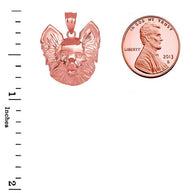 Solid Gold Pomeranian Dog Head Pendant Necklace (Available in Yellow/Rose/White Gold)