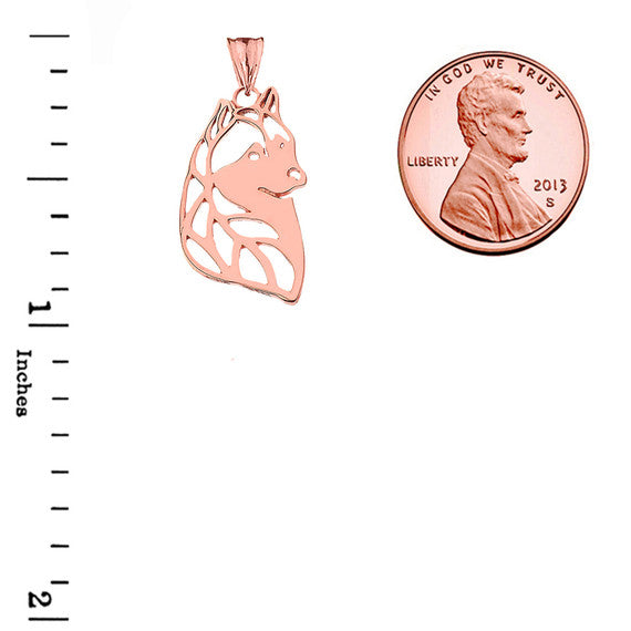 Gold Alaskan Husky Cutout Silhouette Pendant Necklace (Available in Yellow/Rose/White)