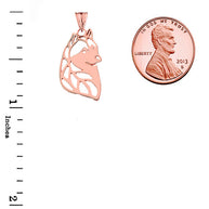 Gold Alaskan Husky Cutout Silhouette Pendant Necklace (Available in Yellow/Rose/White)