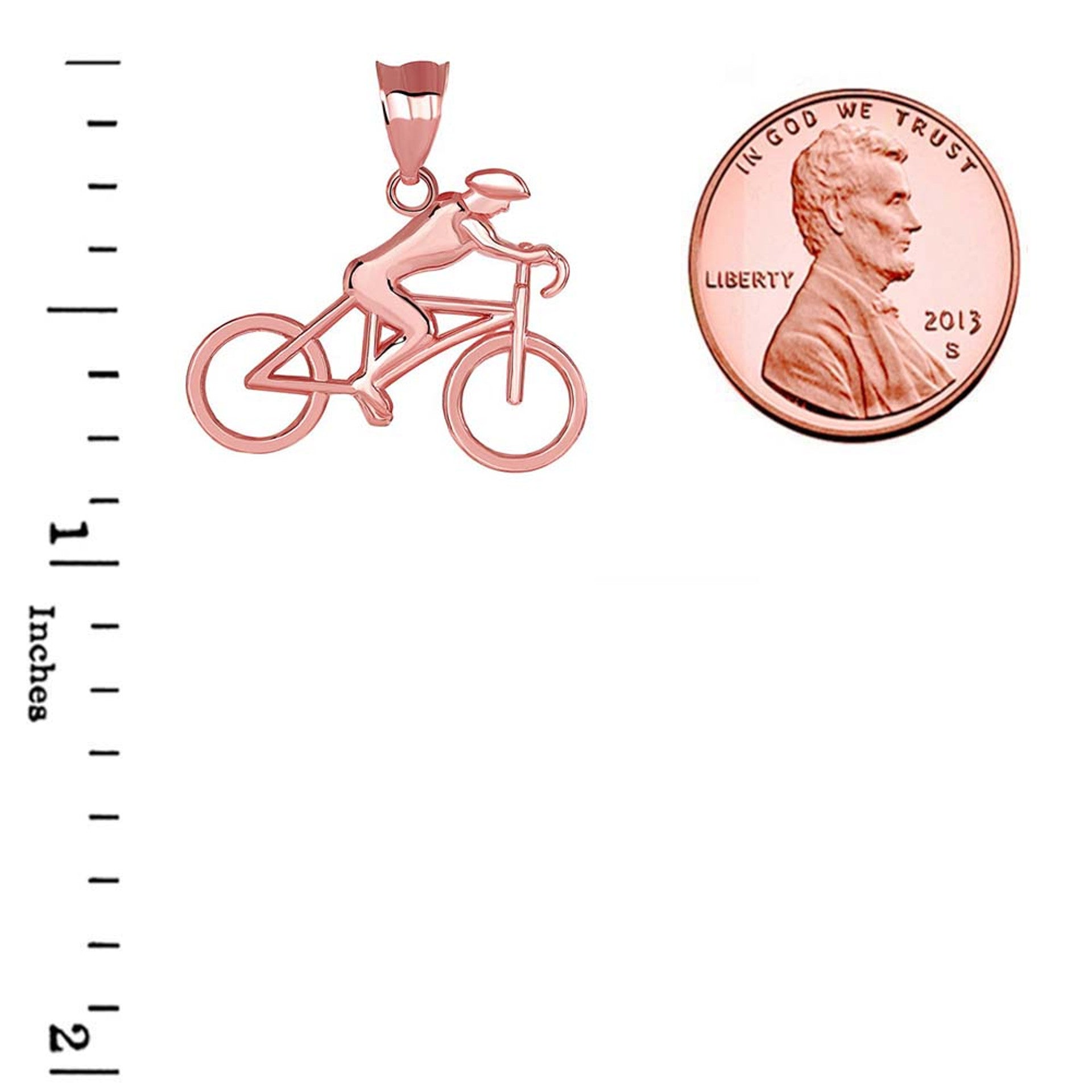 Gold Cyclist Sports Pendant Necklace (Available in Yellow/Rose/White Gold)