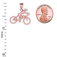 Gold Cyclist Sports Pendant Necklace (Available in Yellow/Rose/White Gold)