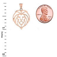 Solid Gold Lion Head Cut Out Pendant Necklace (Available in Yellow/Rose/White Gold)