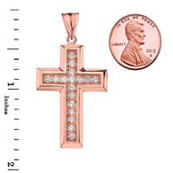 Solid Gold Designer Bold Diamond Cross (Available in Yellow/Rose/White Gold)