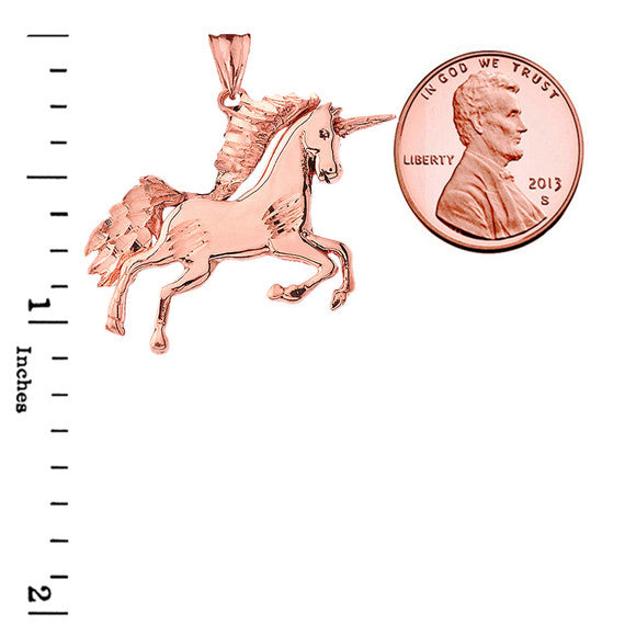 Gold Unicorn Pendant Necklace (Available in Yellow/Rose/White/Two Tone Gold)