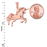 Gold Unicorn Pendant Necklace (Available in Yellow/Rose/White/Two Tone Gold)