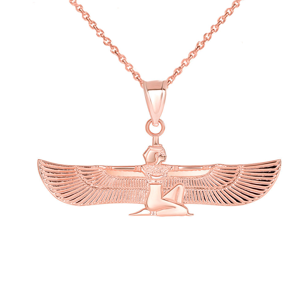 Gold Isis Egyptian Goddess of Magic And Healing Pendant Necklace (Available in Yellow/Rose/White Gold)