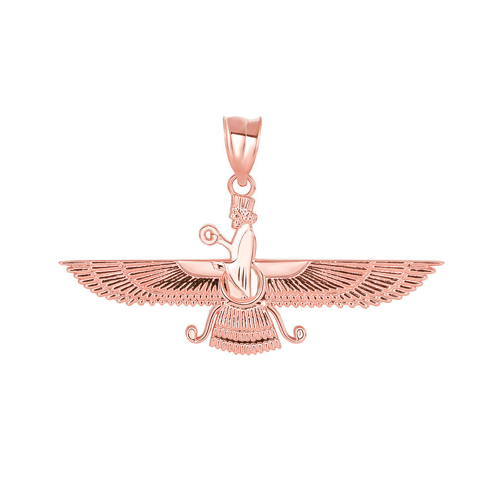 Gold Faravahar Persian Zoroastrian Pendant Necklace (Available in Yellow/Rose/White Gold)