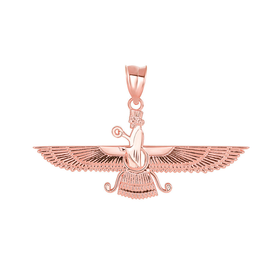 Gold Faravahar Persian Zoroastrian Pendant Necklace (Available in Yellow/Rose/White Gold)