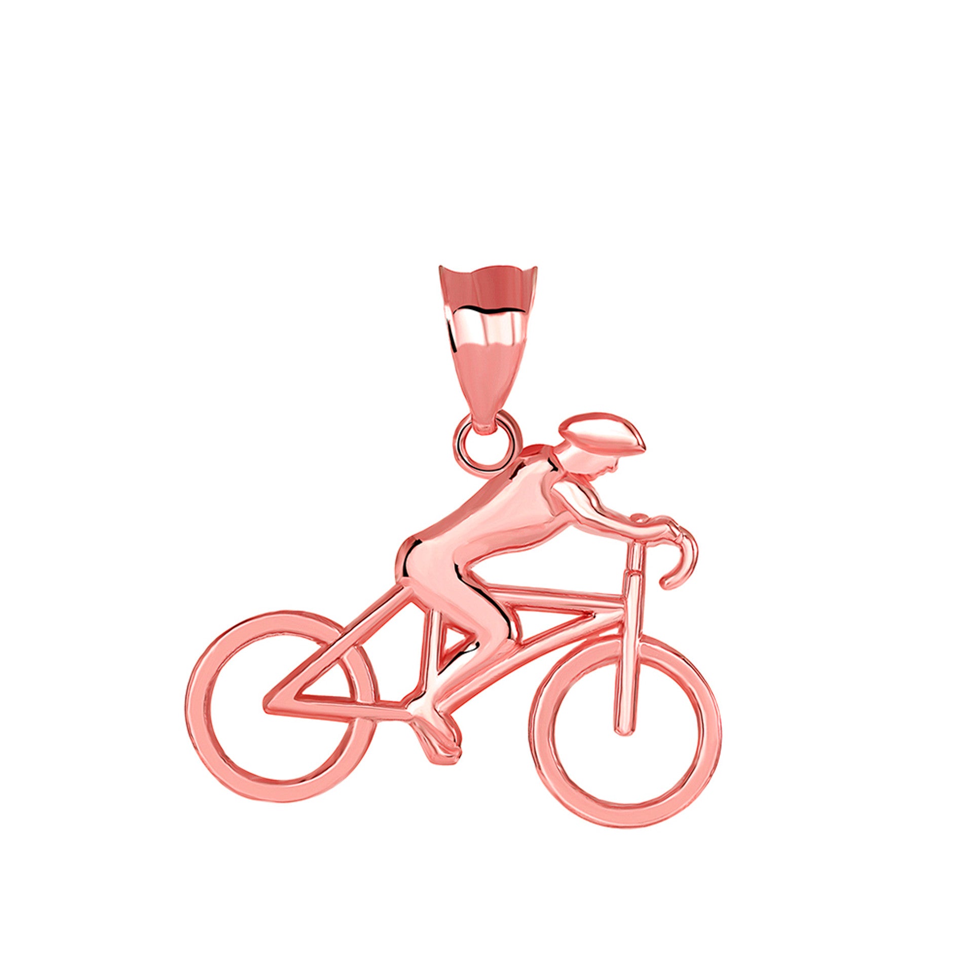 Gold Cyclist Sports Pendant Necklace (Available in Yellow/Rose/White Gold)