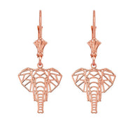 Gold Origami Elephant Leverback Earrings (Available in Yellow/Rose/White Gold)