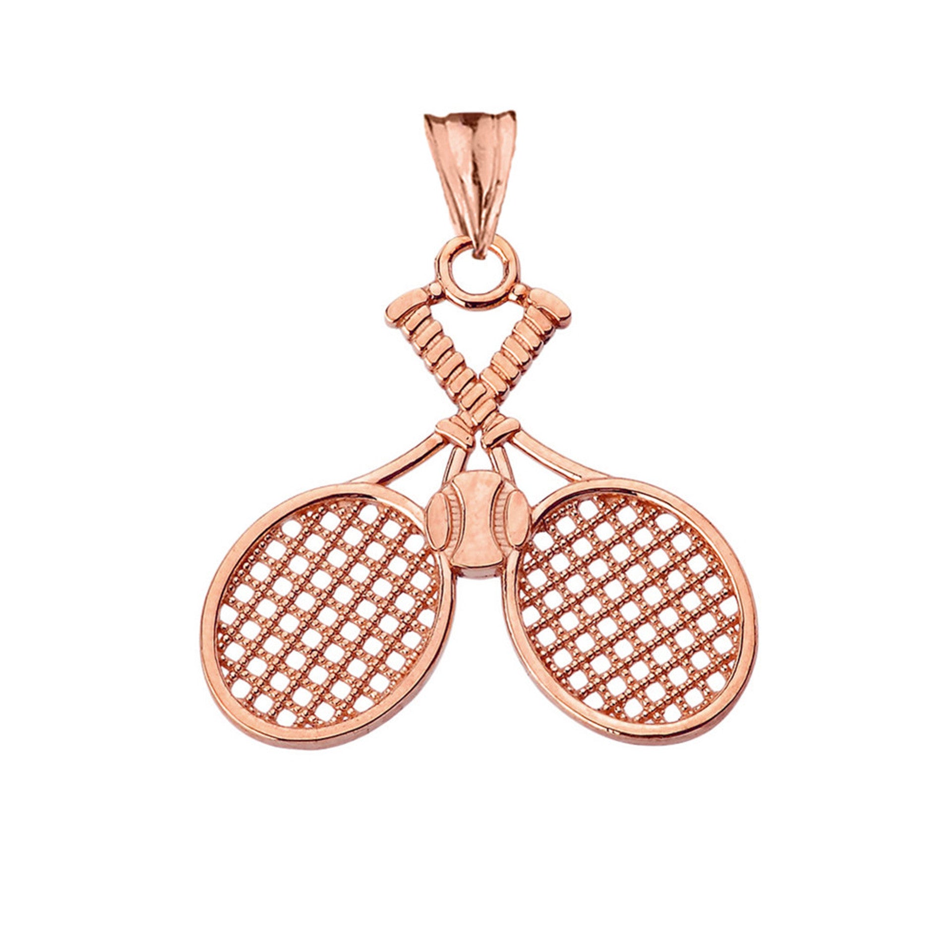 Gold Detailed Tennis Rackets Pendant Necklace(Available in Yellow/Rose/White)