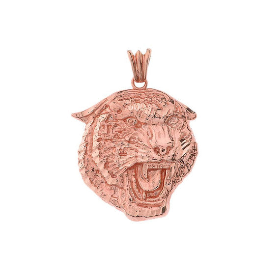 Solid Gold Bold Jaguar Statement Pendant Necklace (Available in Yellow/Rose/White Gold)