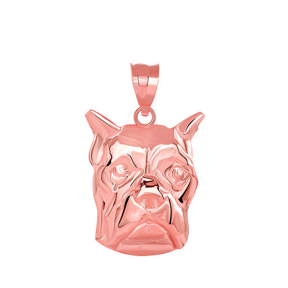 Boxer Dog Head Pendant Necklace in Gold (Available in Yellow/Rose/White Gold)
