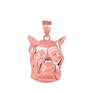 Boxer Dog Head Pendant Necklace in Gold (Available in Yellow/Rose/White Gold)