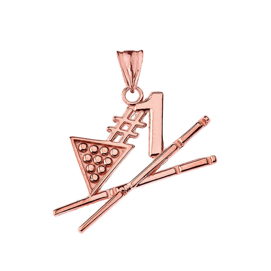 Solid Gold #1 Billiards Player Pendant Necklace (Available in Yellow/Rose/White Gold)